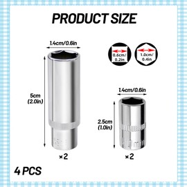 Girihe 4 PCS 10MM Socket, 10MM 1/4 Socket Cr-V Drive Sockets, 1/4 Sockets for DIY Hand-Making Repair Automotive(6-Point Metric)