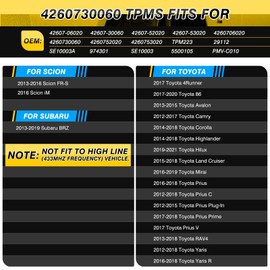 ACLONG TPMS - Sensor de presión de neumáticos compatible con Toyota Camry Prius Corolla RAV4 Highlander Avalon Yaris Hilux Land Cruiser, sistema de monitoreo de presión de neumáticos de 315 MHz,