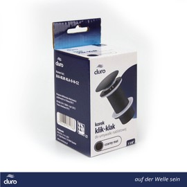 DURO Click-Clack Valve, Effortless Functionality for the Sink, Pop Up Valve, High-Quality Brass and Minimalist Design, Round, without Overflow, Matt Black for Standing Washbasin