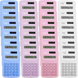 24 Pieces Colorful Basic Calculator Bulk, Pocket Size Mini Calculator 8 Digit Display Calculators, Small Basic Handheld Scientific Calculators for Home Office School (White, Purple, Blue, Pink)