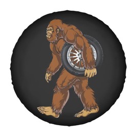 Funny Bigfoot Takes The Spare Tire Wheel Tire Cover for Travel Trailers Protectors Weatherproof Dust-Proof for Camper Trailer Truck SUV Rv Universal 14" in