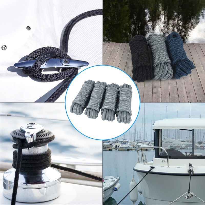 Dock Lines 15' x 3/8" Double Braided Marine Mooring Ropes