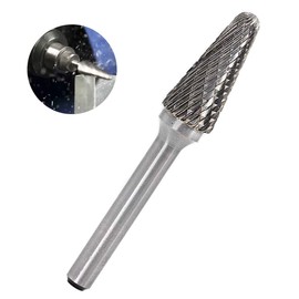 YUFUTOL SL-4 Tungsten Carbide Burr Cylinder Shape Double Cut Rotary Burrs File(1/2 Inch, Cutter Length:1-1/8 Inch, Shank Dia:1/4 Inch,14 degree cone)