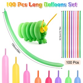 Pack of 100 Modelling Balloons, 30 cm Length, Multicoloured Long Balloons, Latex Balloons, Modelling Balloons, for DIY, Party (Random Colour)