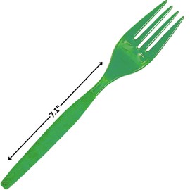 Maryland Kelly Green Plastic Forks (Pack of 50) - Disposable Plastic Flatware, Perfect Party Supplies for Birthday, Baby Shower, Home Use, Dinner & More Events
