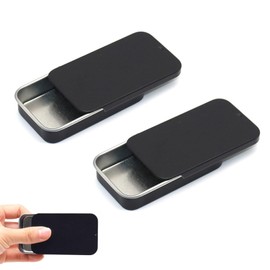 Cotton Swab Holder for Travel, 2 Pcs Portable Small Cotton Bud Holder Empty Metal Box Containers with Slide Top for Cotton Ball Toothpicks Hair Ties -Black