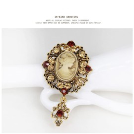Lozadia Vintage Brooches for Women Ladies Crystal Lady Queen Cameo Brooch Pins Classical Gold Rhinestone Brooch Coat Jacket Dress Scarf Shawl Decoration Accessories Jewellery