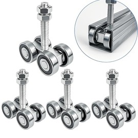 BIAXJUNY 4 Wheel Trolley Assembly Roller Trolley Silent M10 Bolt for use with 1-5/8" Wide and All 1-5/8" or Taller Strut Channel 4Pcs