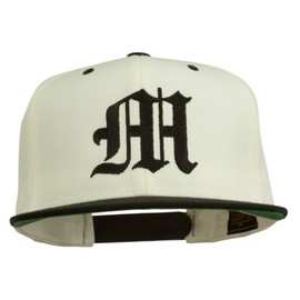 e4Hats.com Old English M Embroidered Cap - Natural Black OSFM