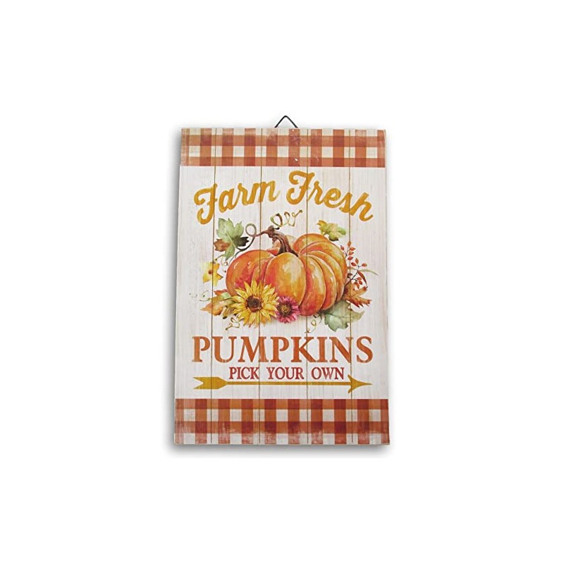 Autumn Harvest Country Style Hanging Rectangular Sign - Approximately 8.5