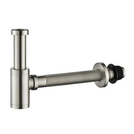 GORDEE Bathroom Sink P-Trap Drain, Adjustable 1-1/4 Bottle P Trap Solid Brass Sink Drain,Threaded Tube Design for Bending Angles, General US/CA Standard, Brushed Nickel