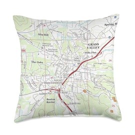 Grass Valley CA Map (2018) Throw Pillow