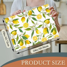 UIUPRO Lemon Fruits Dish Drying Mat,Flowers Leaves Drying Rack Pad Countertop Dishes Ultra Absorbent Microfiber Kitchen Counter Mat for Coffee Countertop Decor 18x24 Inch