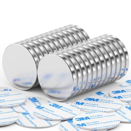 Junarter 24 Pack Disc Magnets, Round Magnets, Magnetic Discs with Adhesive Backing, Adhesive Magnetic Buttons, Adhesive Magnets for Fridge, Office, Home, Garage,Refrigerator