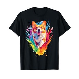 Pembroke Welsh Corgi Lovers Colorful Splash Art Welsh Corgi T-Shirt