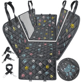 URPOWER 6-in-1 Dog Car Seat Cover for Back Seat, Waterproof Dog Car Hammock 40/60 Split Dog Seat Cover with Mesh Window and Side Flap Pets Car Seat Protector Dog Backseat Cover for Car, SUV, Truck