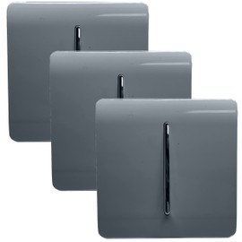 Trendi 1 Gang 2 Way 10 Amp Rocker Chrome Light Switch Glossy Warm Grey (3 Pack)