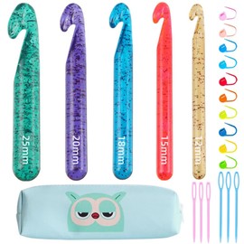 Large Crochet Hooks,25mm 20mm 18mm 15mm 12mm Crochet Hooks,Large Crochet Hooks for Chunky Yarn(12 mm-25 mm Crochet Hooks)