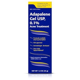 TARO Adapalene 0.1% USP Gel, sin parabenos, tratamiento facial con retinoides propensos al acné para pieles sensibles, fuerza de prescripción (1.6 onzas)