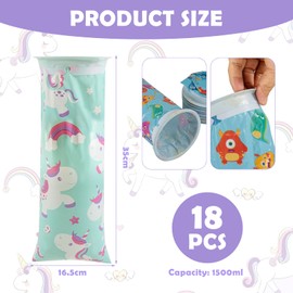 ESYFOR Kotztüten Auto Kinder Erwachsene 1500ML, 18pcs Spuckbeutel mit Ring Hochdichte Auslaufsicher Spucktüten Niedliche Muster Brechbeutel für Erbrechen, Übelkeit,Unterwegs,Auto,Reiseübelkeit