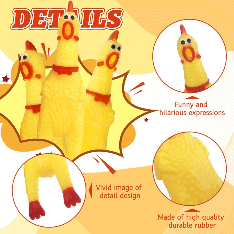 Zddaoole 20 Pcs Rubber Chicken,Screaming Chicken,Squeeze Chicken,Yellow Rubber Squawking Dog