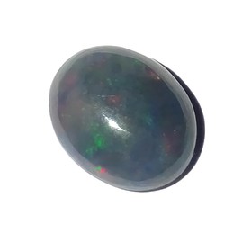 LKBEADS OGS_506 11 x 9 x 3 mm Natural Black Ethiopian Opal Oval Shape Cabochon Cut Loose Gemstone for Jewellery Making, Pack of 1, Gemstone, Other Gemstones