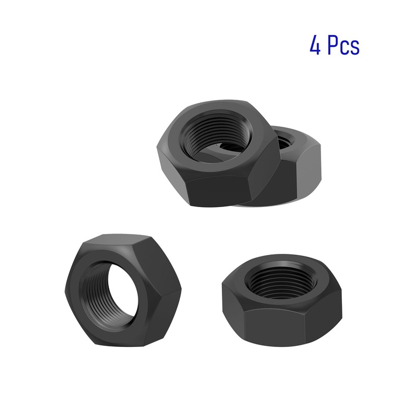 FOCMKEAS 4PCS M16-2 Black Hex Nuts, Carbon Steel Metric Coarse