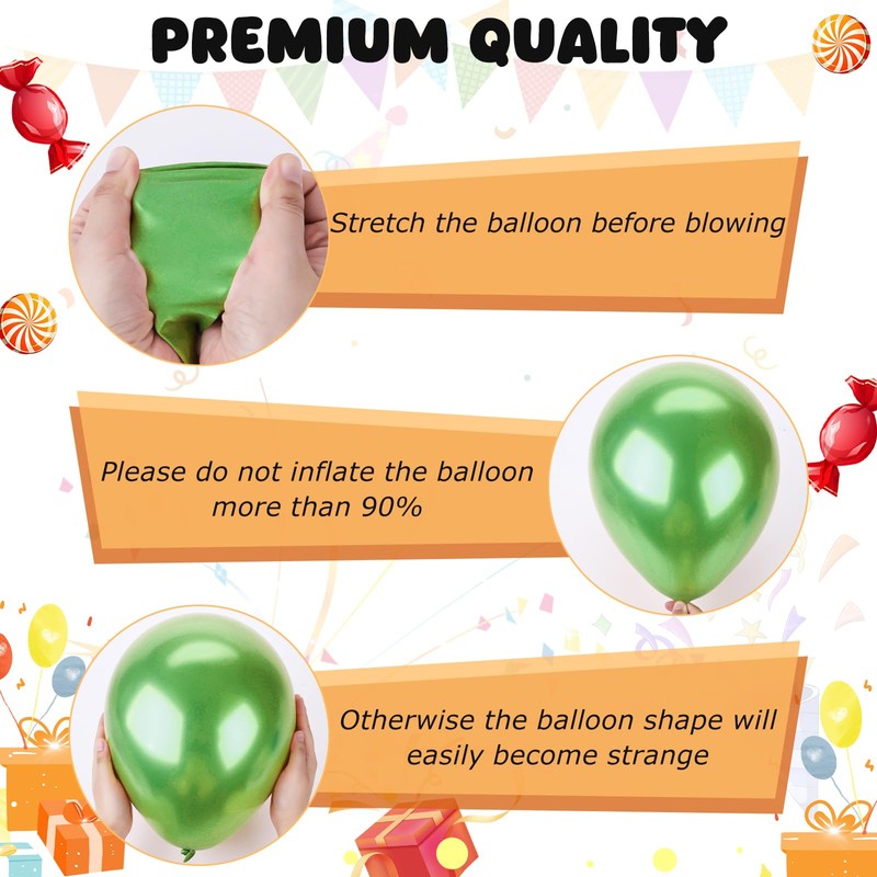 LovesTown Dark Green Balloons Arch Kit, 150PCS Latex Different Sizes