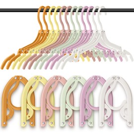 Teenyyou 12 Pcs Travel Hangers Cruise Ship Essentials Foldable Portable Plastic Vacation Hangers Non Slip Clothes Drying Rack Travel Accessories for Dormitory School Hotel Laundry (Lively Color)