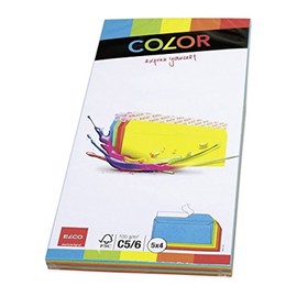 ELCO Color DL 100gsm 5 Colours Assorted x 4 Wallet Peel and Seal Envelopes Wrapped - Pack 20