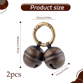 2 Pcs Bells for Dogs,Retro Anti-Lost Training Dog Bells for Collar,Cat Bells for Collars Loud with Key Ring Quick Clip for Pet Necklaces Collar Decorations and Toilet Training