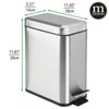 mDesign Small Modern 1.3 Gallon Rectangle Metal Lidded Step Trash