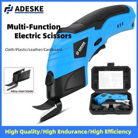 ADESKE Cordless Electric Scissors 3.7V USB Rechargeable Sewing, Scrapbook, Handmade Alloy Steel Electric Scissors For Cutting Fabric, Cardboard, Carpet