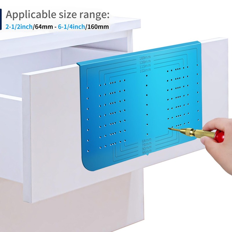 King&Charles Multi Cabinet Hardware Template with Center Punch, Cabinet/Drawer Handle