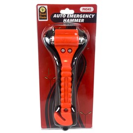 ROAD GENIE Emergency Escape Hammer (Orange) | Seat Belt Cutter + Window Breaker | Essential Safety Tool | 7-3/8" Tall | Secure Holder Included | Potential Lifesaver In Emergencies