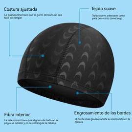 voofly 2 Gorra de Natación Tela para Hombres, Gorro de Natación Poliéster para Adultos, Mujeres, Impresión de Calidad, Secado Rápido, no Impermeable Negro y Azul