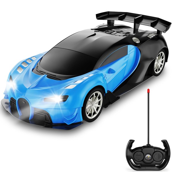 GaHoo Remote Control Car for Kids - 1/16 Scale Electric Remote Toy Racing, with LED Lights High-Speed Hobby Toy Vehicle, RC Car Gifts for Age 3 4 5 6 7 8 9 Year Old Boys Girls (Blue)