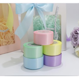 Satin Ribbon 1 Inch, Pastel Color Double Faced Ribbon for Gift Wrapping, Flower Bouquet, Wedding Party Decoration, Hair Bows, DIY Crafts - 8 Yards/Roll, Total 40Yds