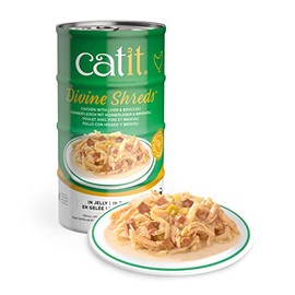Catit Divine Shreds in Jelly, Premium Wet Cat Food, Chicken with Liver & Broccoli