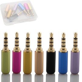 RUNCCI-YUN 7PCS 3.5mm Stereo Plugs,1/8" Solder Type audio jack 3.5mm DIY Connector 3.5mm headphone jack replacement audio jack 3.5 metal repair TRRS 4 Pole Stereo Male Plug