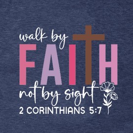 Faith Christian T-Shirts for Women Jesus God Prayer Shirt Blessed Religious Church Tees,Navy Blue XXL