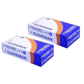 GLOVEMAN Clear Vinyl Gloves (Bundle 2 x Box of 100) (Medium)