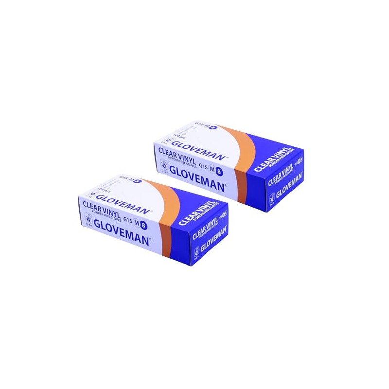 GLOVEMAN Clear Vinyl Gloves (Bundle 2 x Box of 100)