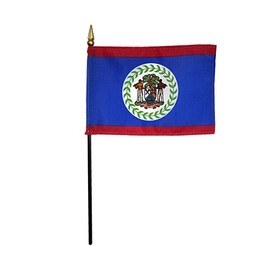 Belize Flag Rayon On Staff 4 in. x 6 in. - Made in the USA from Flags Unlimited