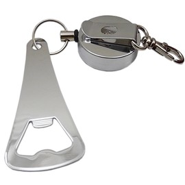 Praktischer Rollmatik/Schlüsselkette mit Flaschenöffner aus Metall in Silber