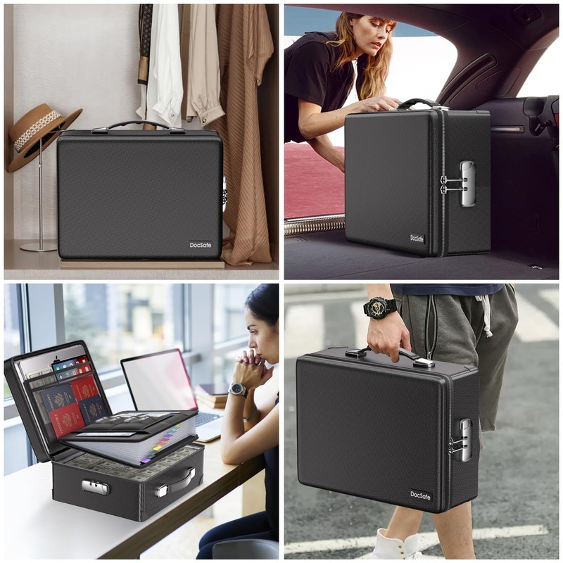 DocSafe 6400°F Fireproof Document Box with Lock,Heat Insulated Fireproof Water