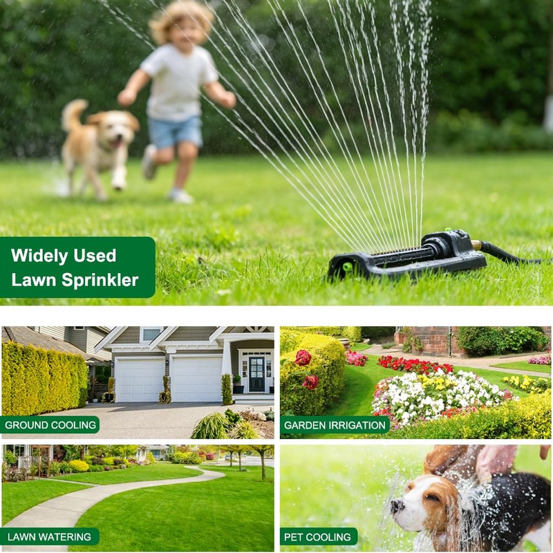 FANHAO Oscillating Sprinkler for Yard, Garden and Flower Beds, Covers