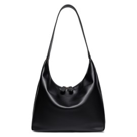 Leather Hobo Bags for Women Small Soft Shoulder Purse Black Slouchy Tote Handbag with Double Zipper Design 2025