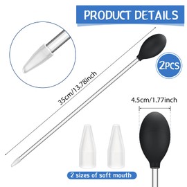 Boao 2 sets Long Pipette for Fish Tank Coral Food Feeder Long Syringe aquarium coral feeding tube for Marine Fish Reef Aquatic Plant Spider Snake Lizard(Black)