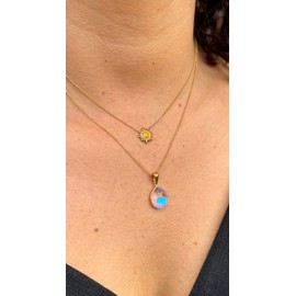 Aurora Crystal Jewelry Teardrop Crystal Pendant (Stainless Steel Blue)